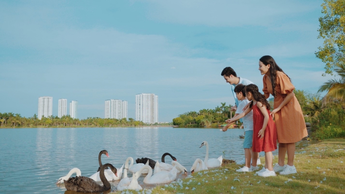 Cảnh quan thiên nhiên tươi đẹp tại khu đô thị Ecopark.