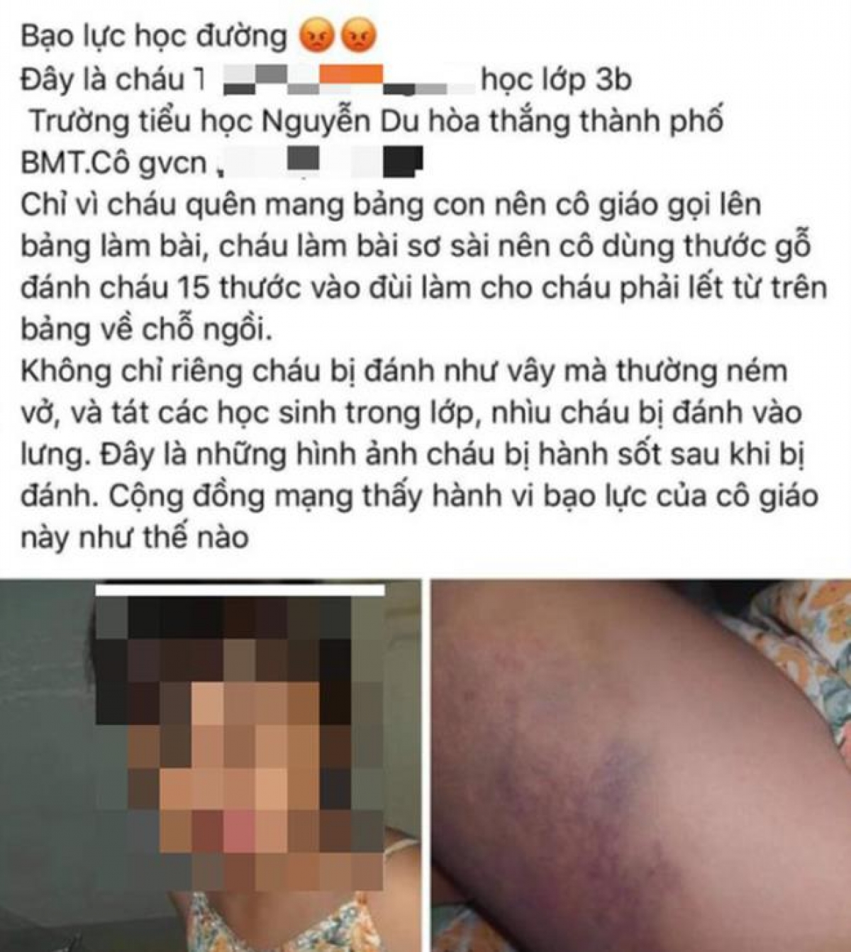 Phụ huynh hoc sinh chia sẻ trên mạng xã hội.