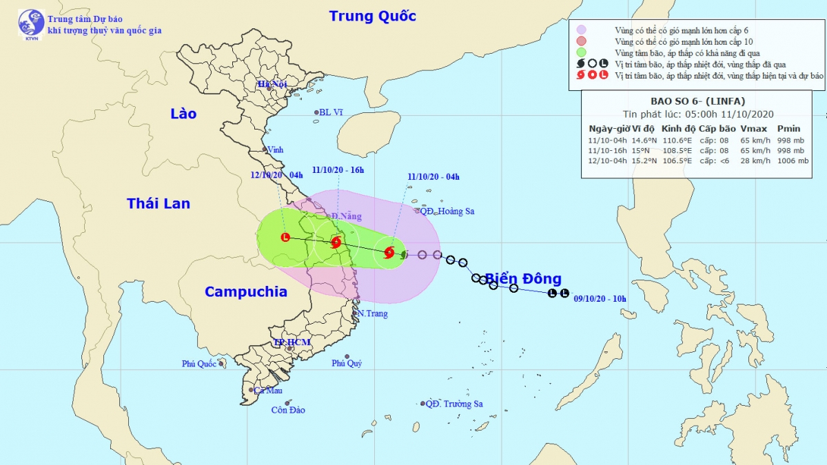 Đường đi của cơn bão.