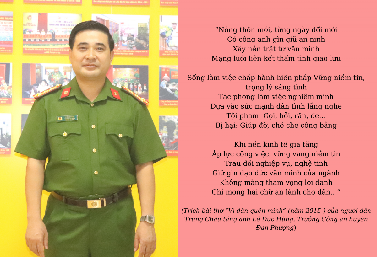 Hình ảnh đẹp về những CBCS công an huyện Đan Phượng đã được nhân dân trân trọng ghi lại trong từng vần thơ.