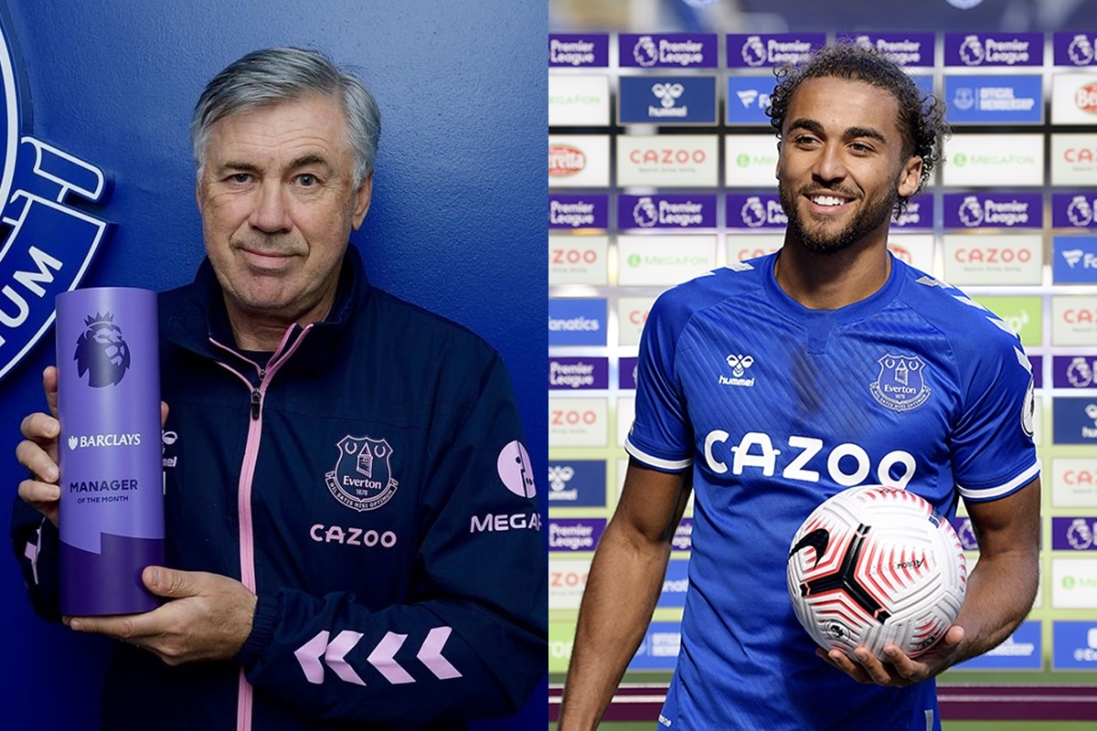 HLV Carlo Ancelotti và tiền đạo Dominic Calvert-Lewin được vinh danh