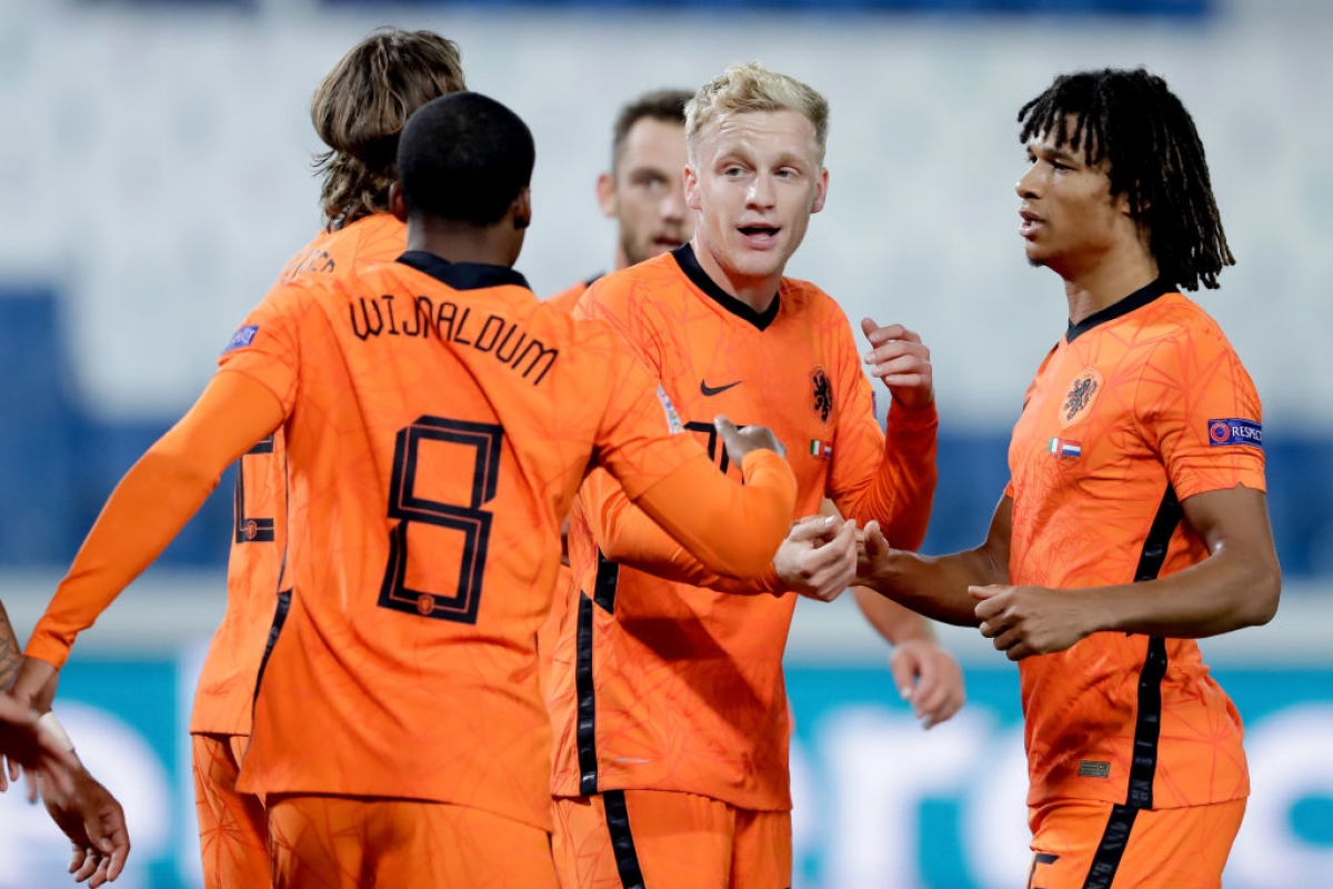 Van De Beek có bàn thắng đầu tiên cho ĐTQG. (Ảnh: Getty)