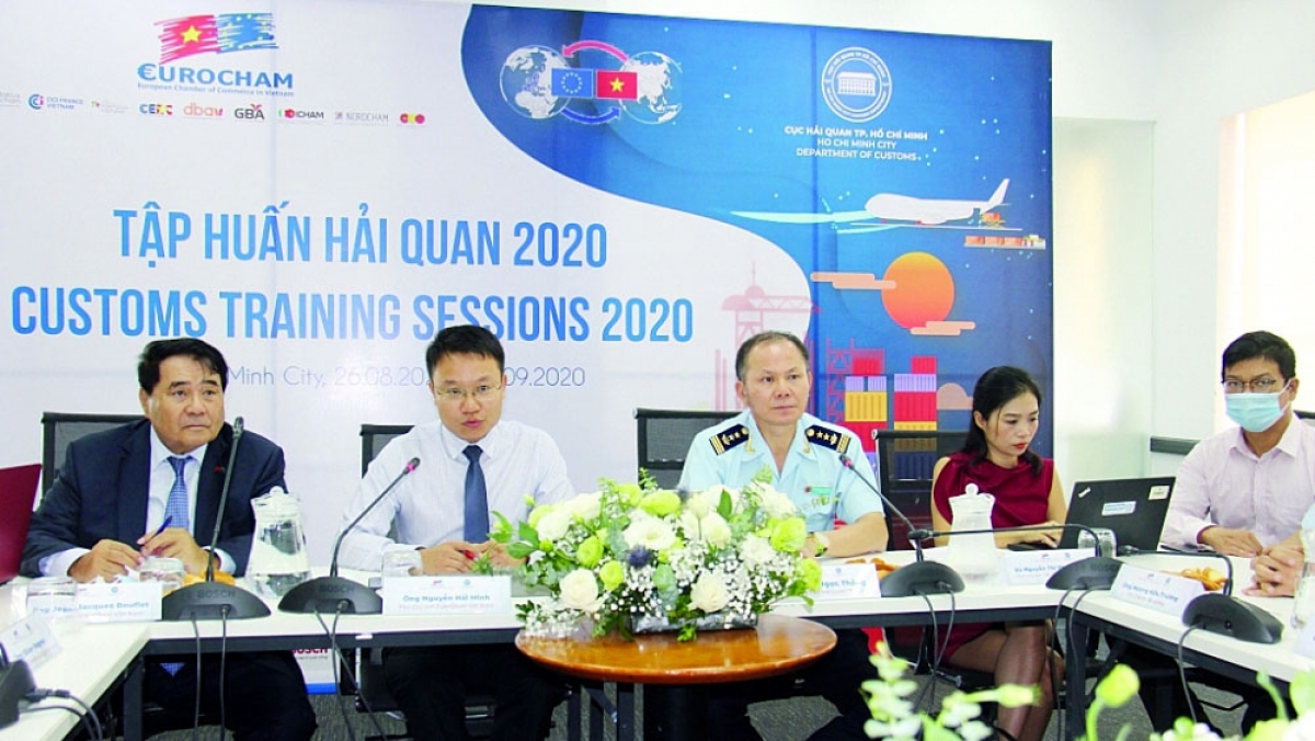 Hải quan TP HCM tập huấn trực tuyến cho DN châu Âu ngay sau khi EVFTA có hiệu lực. Ảnh:Báo Hải quan