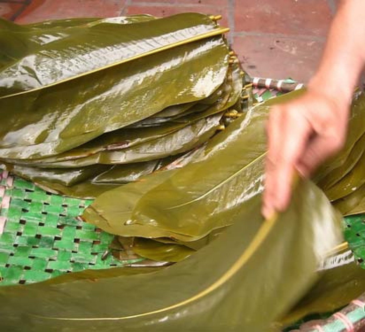 Luộc qua lá dong để dễ dàng gói bánh (Ảnh internet)