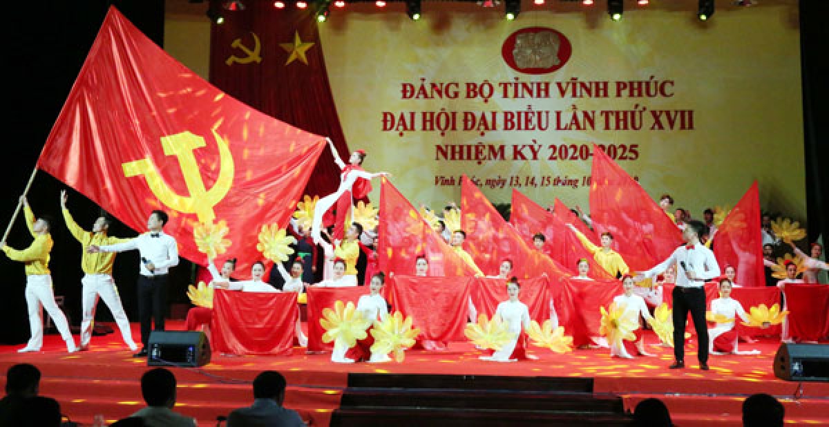 Khai mạc Đại hội Đại biểu Đảng bộ tỉnh Vĩnh Phúc lần thứ 17 diễn ra vào hôm nay (Ảnh: Cổng thông tin tỉnh Vĩnh Phúc).