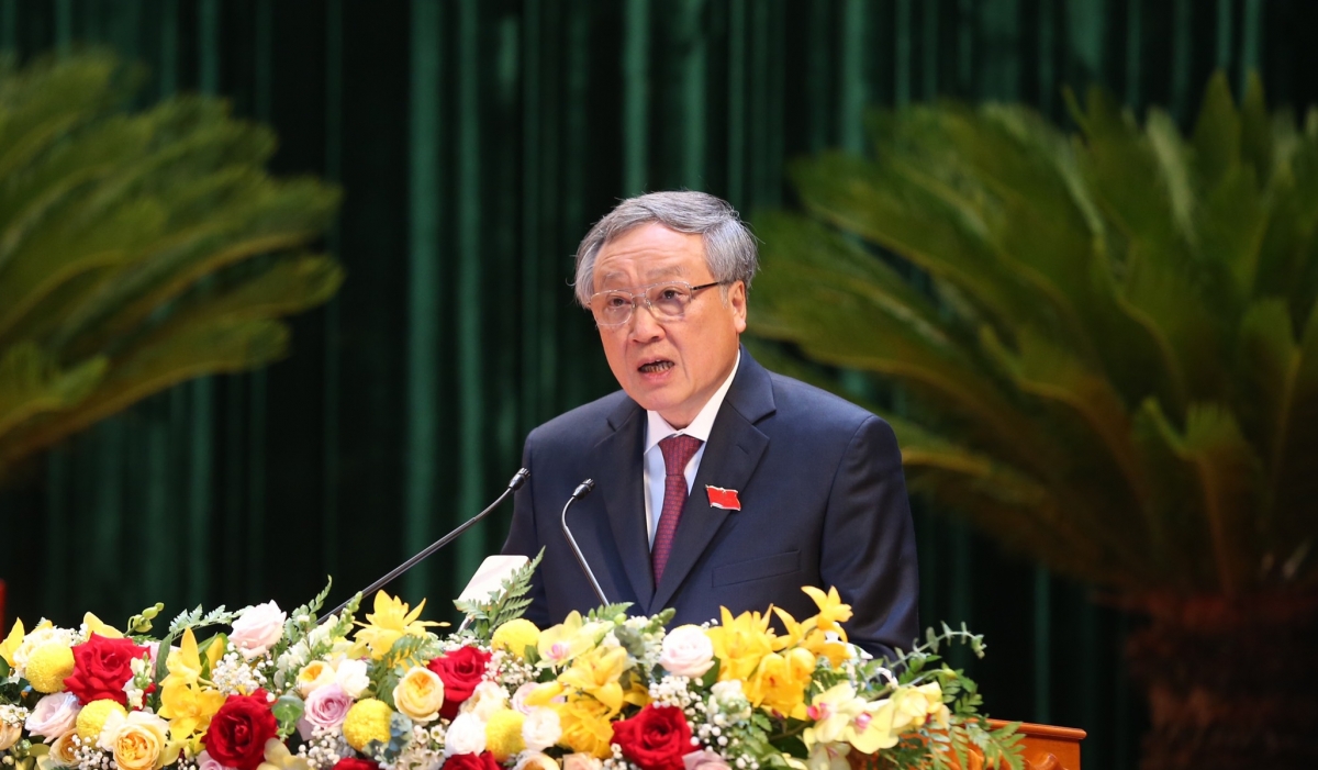 Ông Nguyễn Hòa Bình, Bí thư Trung ương Đảng, Chánh án TAND Tối cao phát biểu chỉ đạo Đại hội.