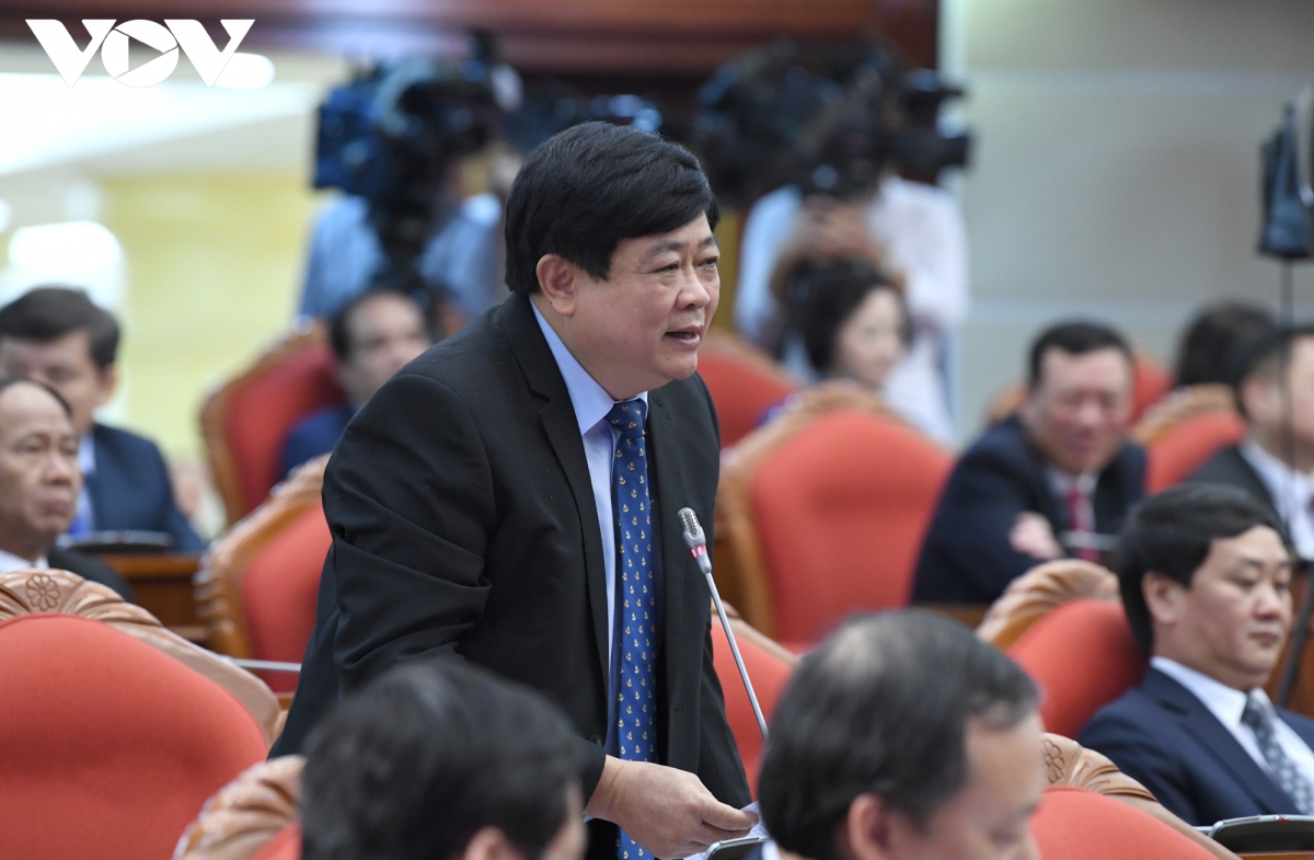 Ủy viên Trung ương Đảng, Tổng Giám đốc Đài Tiếng nói Việt Nam Nguyễn Thế Kỷ phát biểu tại phiên làm việc sáng 9/10
