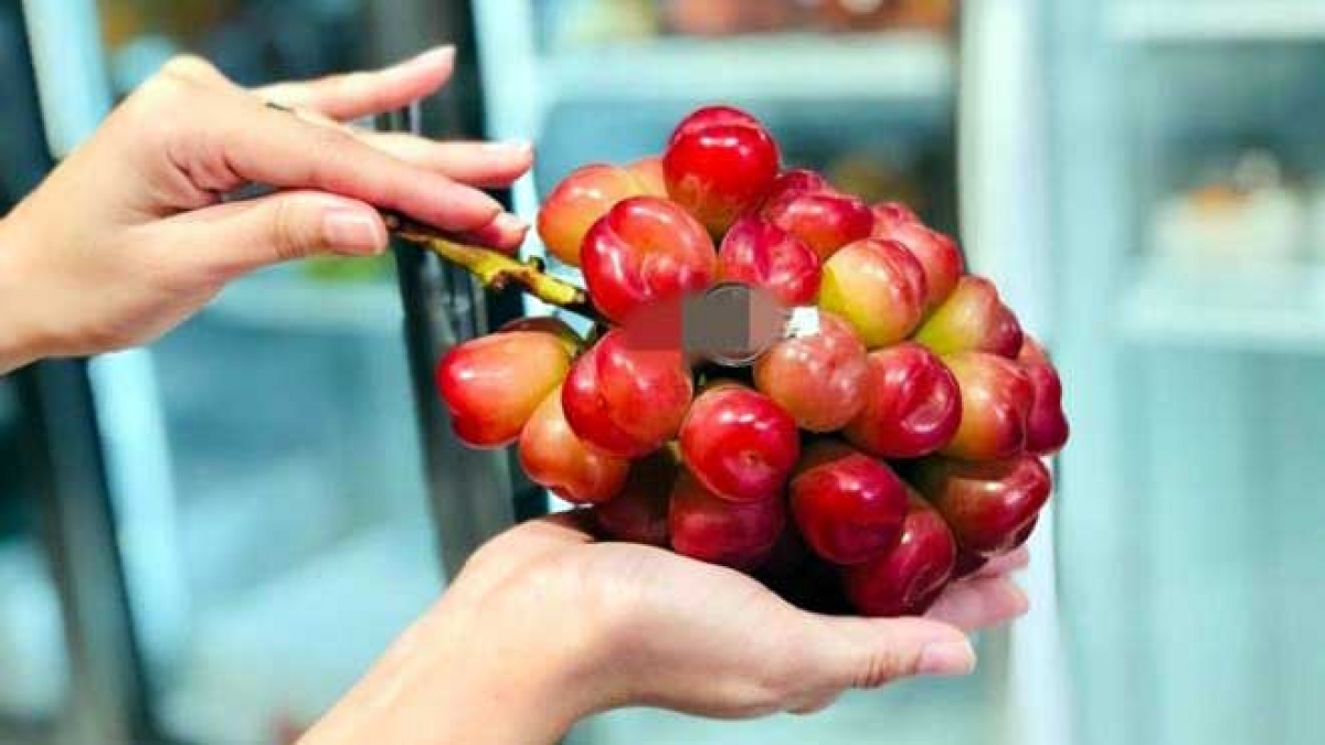 Mỗi chùm nho trái tim nặng khoảng 05,kg, được đóng trong hộp rất sang trọng. (Ảnh: Mia Fruits)