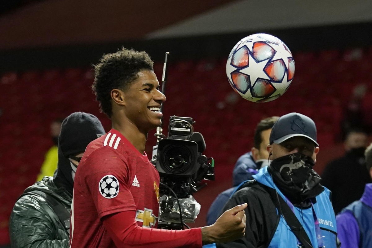 Rashford lập hat-trick vào lưới Leipzig. (Ảnh: Getty)