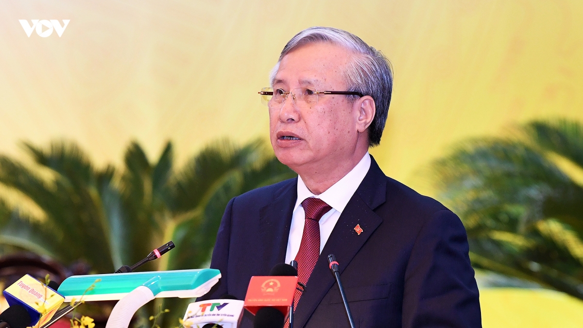 Thường trực Ban Bí thư Trần Quốc Vượng phát biểu chỉ đạo Đại hội Đảng bộ tỉnh Tuyên Quang. Ảnh: Ngọc Thành