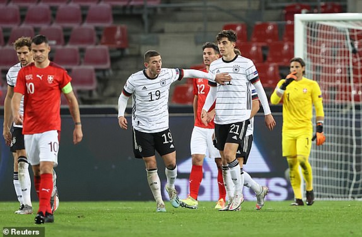 Kai-Havertz và Timo Werner đang rực sáng trong màu áo ĐT Đức trước Thụy Sĩ. (Ảnh: Reuters).