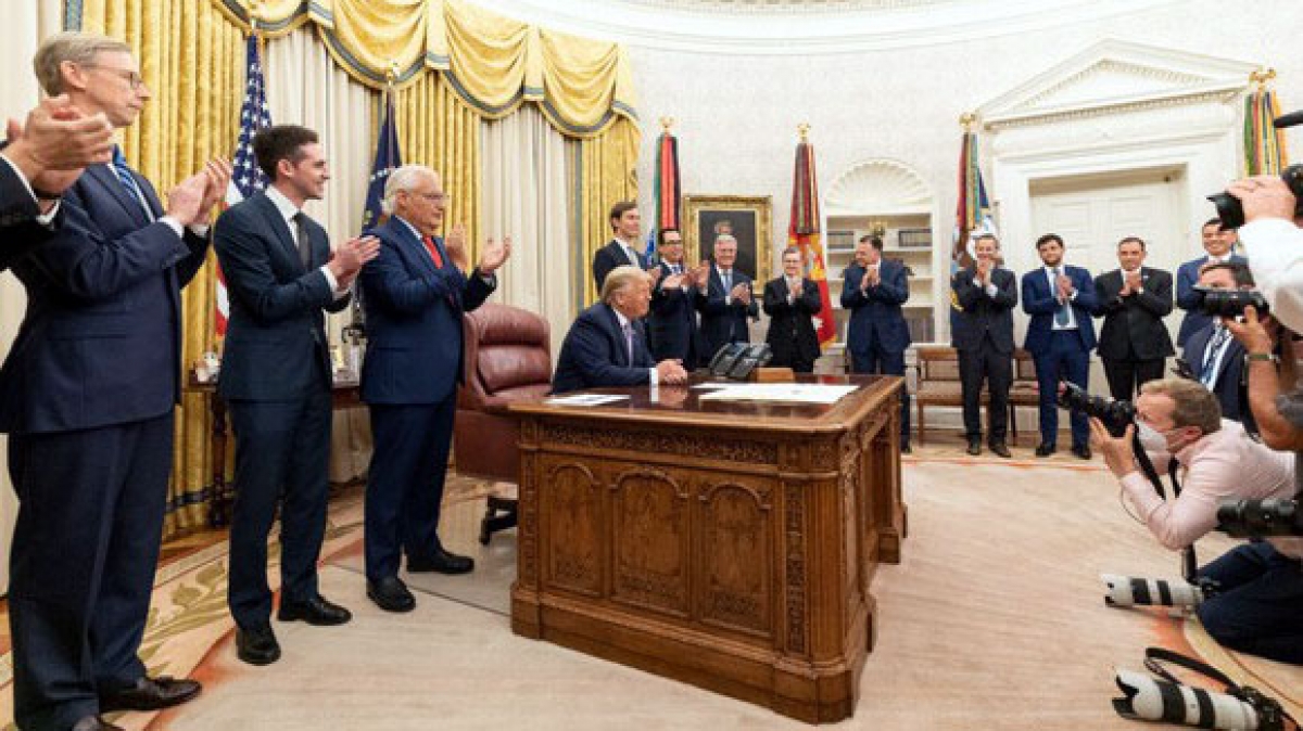 Tổng thống Trump tuyên bố bình thường hóa quan hệ Israel - UAE tại Nhà Trắng ngày 13/8/2020. (Ảnh: Whitehouse.gov)