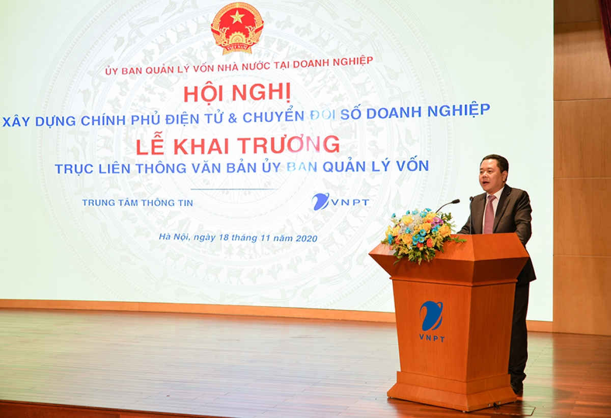 Phó Chủ tịch Ủy ban Quản lý vốn nhà nước tại doanh nghiệp Nguyễn Ngọc Cảnh phát biểu tại Hội nghị.