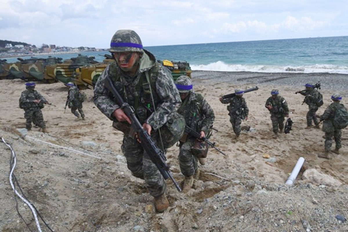 Binh sỹ Mỹ và Hàn Quốc tập trận. Ảnh: Getty