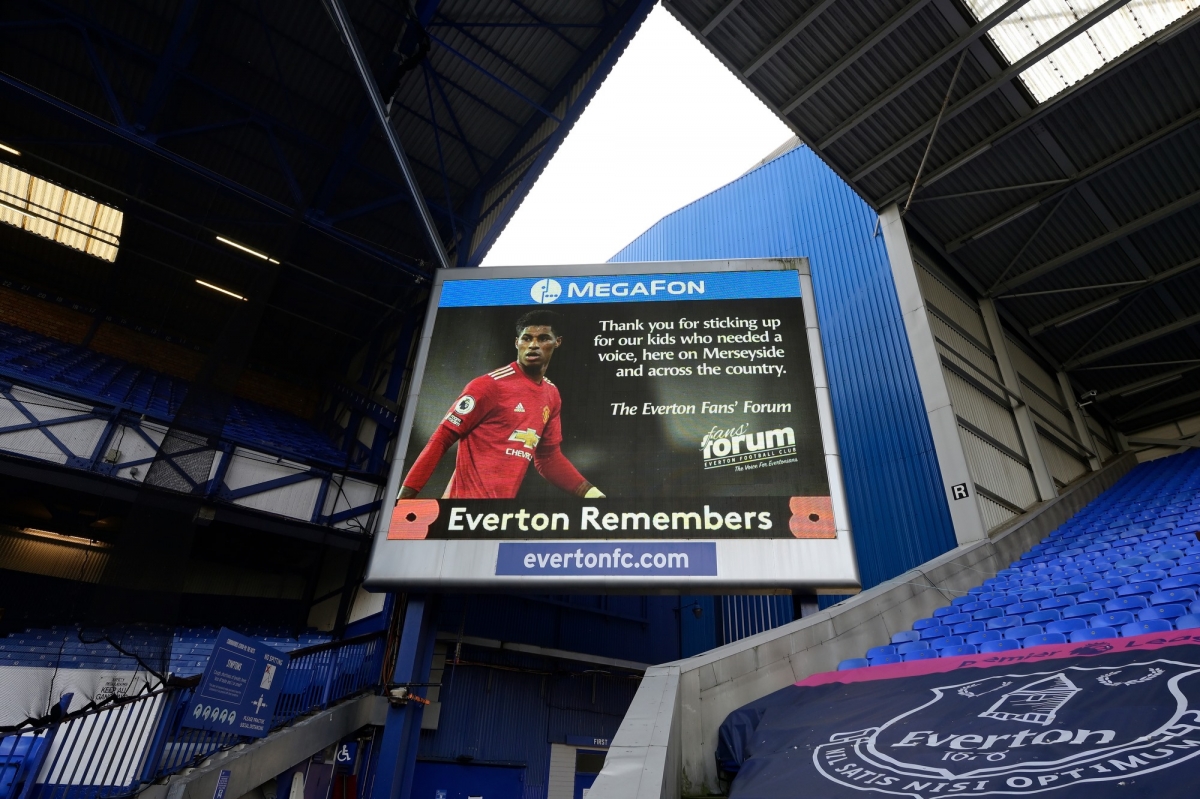 CĐV Everton gửi lời cảm ơn Marcus Rashford vì những hoạt động xã hội không biết mệt mỏi của tiền đạo MU. (Ảnh: Everton)