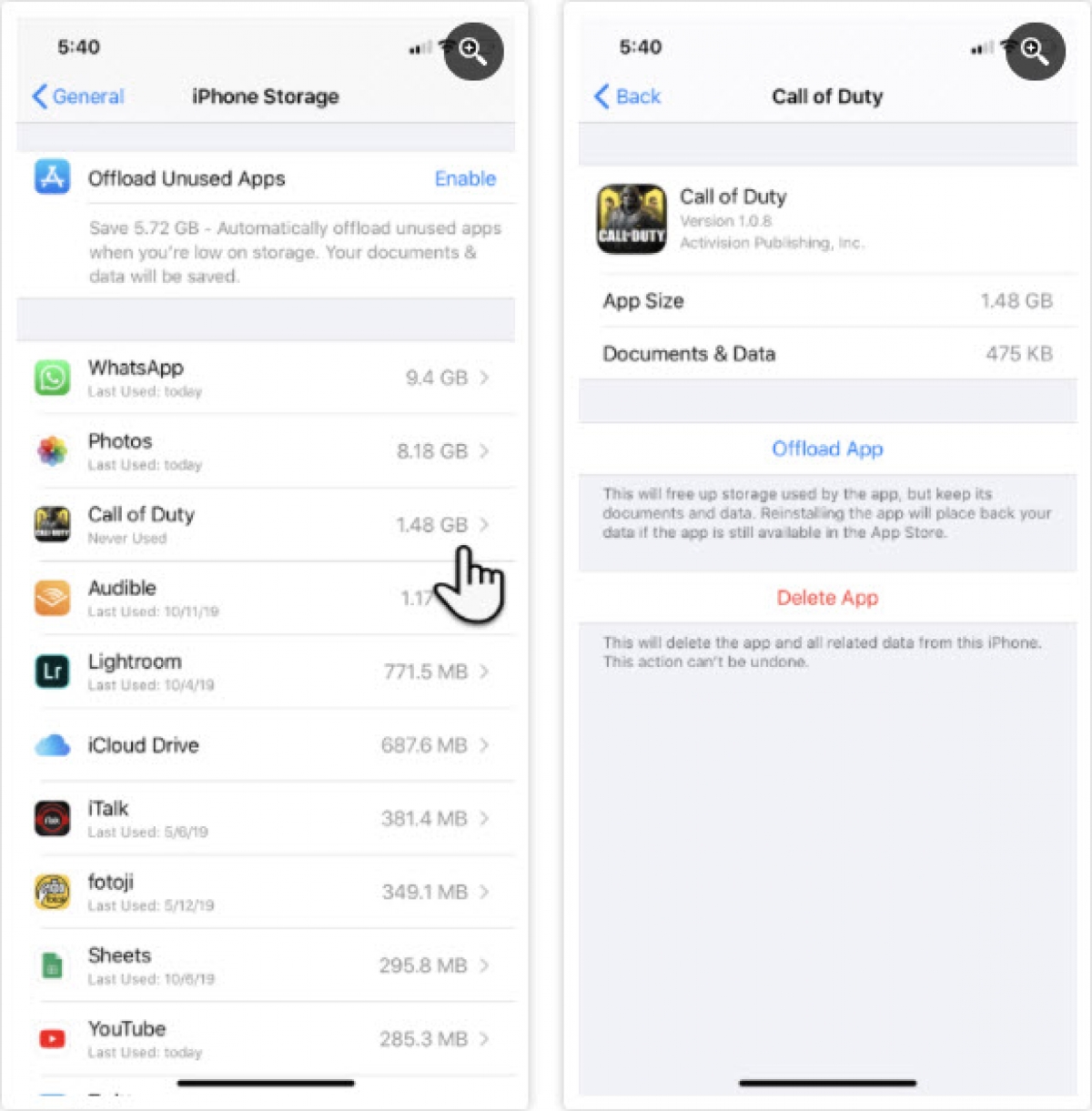 Người dùng iPhone được cung cấp hai lựa chọn kiểu xóa ứng dụng