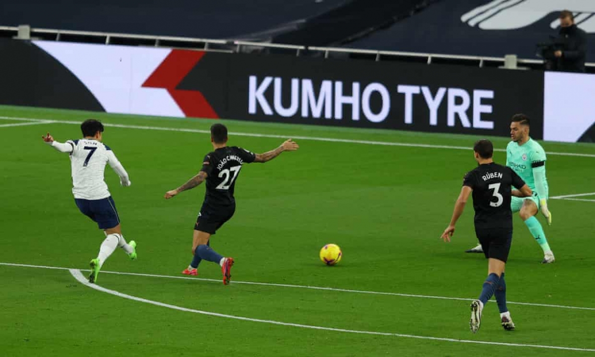 Hàng thủ Man City trả giá khi "để xổng" Son Heung Min. (Ảnh: Getty)