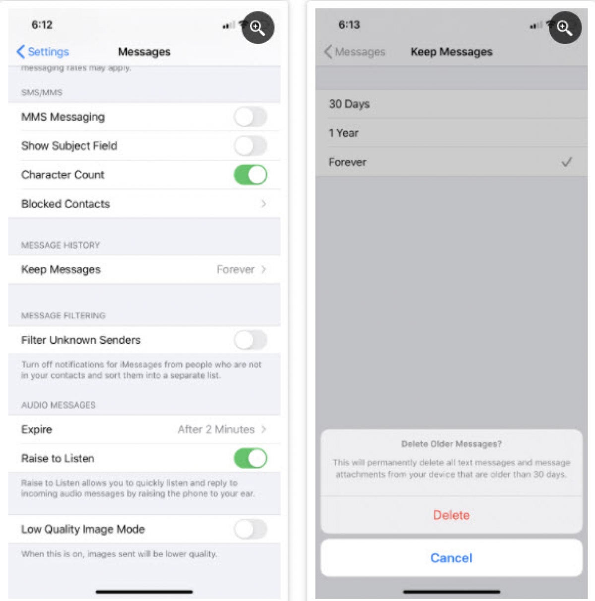 iMessage cũng là một trong những nơi hao tốn không gian bộ nhớ của máy