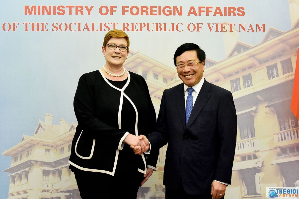 Bộ trưởng Ngoại giao Phạm Bình Minh, Bộ trưởng Ngoại giao Australia Marise Payne thăm chính thức Việt Nam từ ngày 12-13/6/2019. Nguồn ảnh: Báo Quốc tế