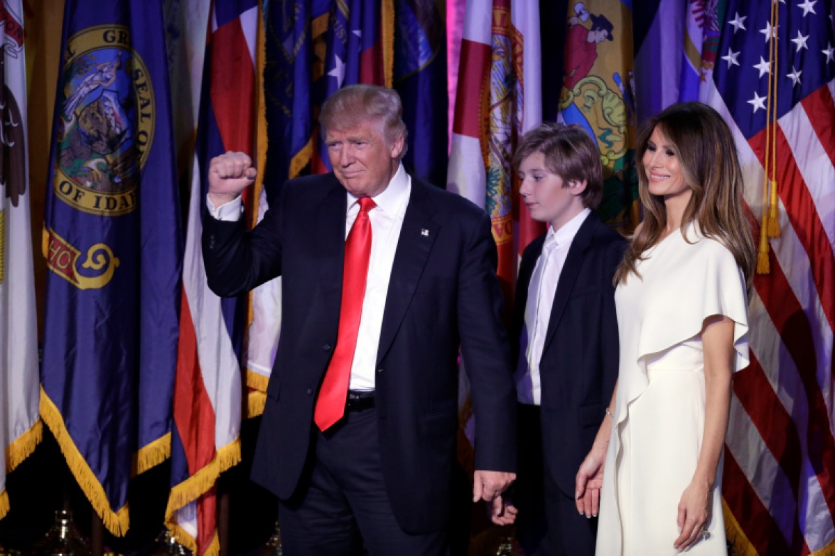 Gia đình Tổng thống Mỹ Donald Trump. Ảnh: AP