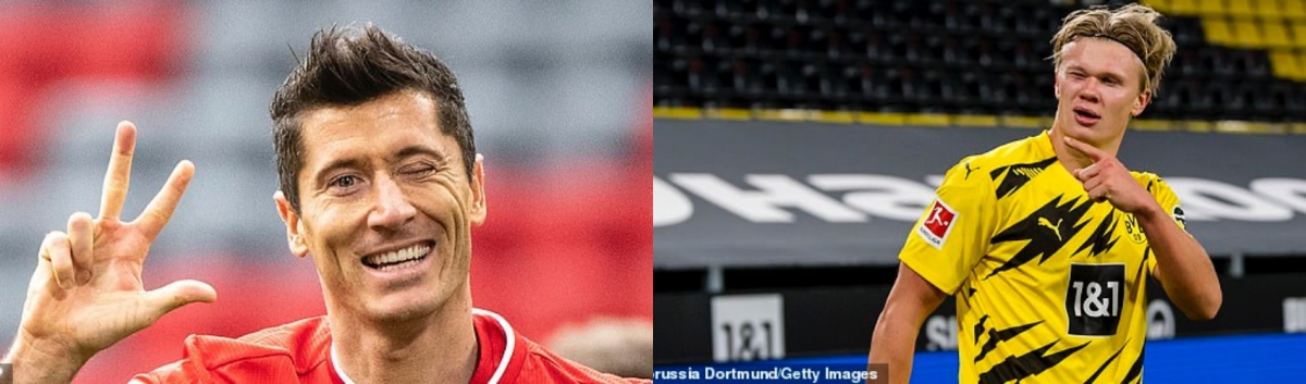 Haaland thách thức Lewandowski. (Ảnh: Getty).