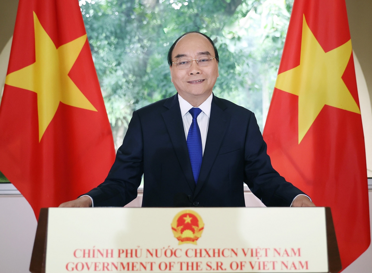 Thủ tướng Nguyễn Xuân Phúc nêu rõ Việt Nam hoan nghênh chủ đề thiết thực của Diễn đàn hòa bình Paris lần thứ 3. Ảnh: Bộ Ngoại giao