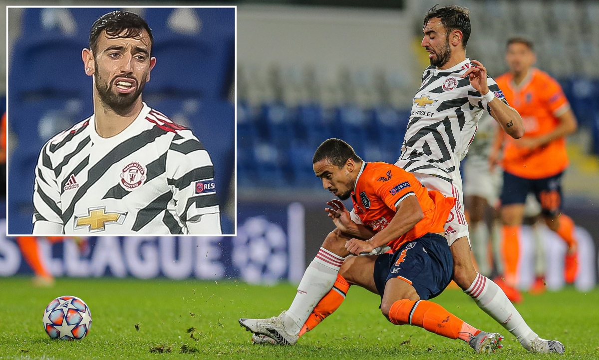 Bruno Fernandes không còn là chính mình ở trận thua Basaksehir. (Ảnh: Daily Mail)