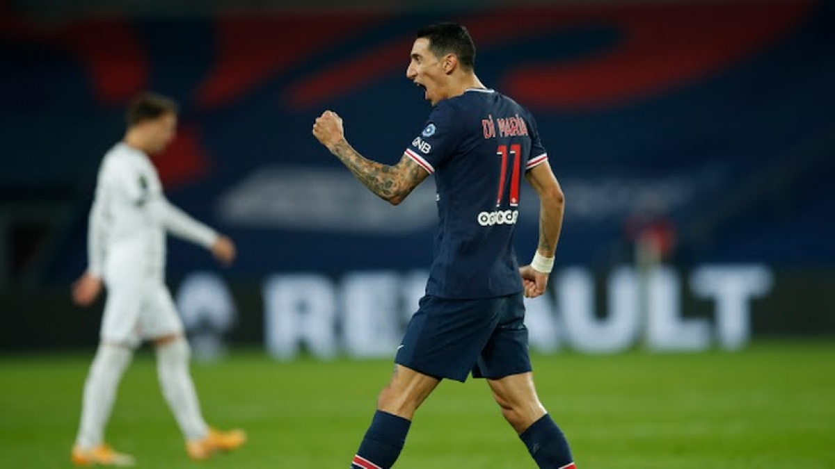Di Maria ăn mừng bàn nâng tỉ số lên 2-0 (Ảnh: Reuters).