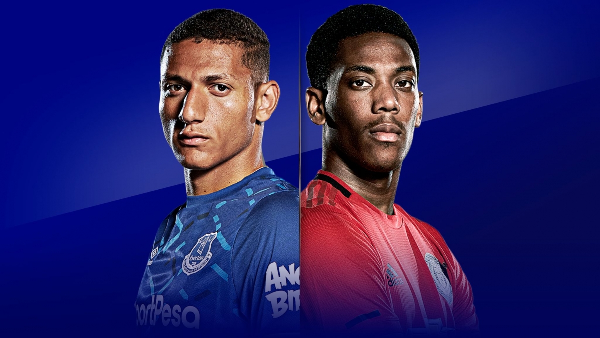 Everton đang đứng thứ 4 với 13 điểm, MU đang đứng thứ 15 với 7 điểm. (Ảnh: Sky Sports)