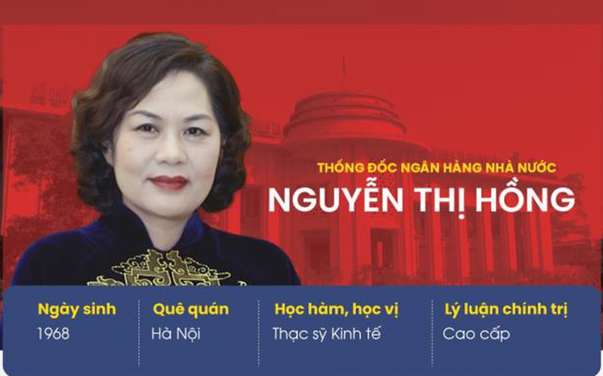 Bà Nguyễn Thị Hồng vừa được Quốc hội phê chuẩn bổ nhiệm giữ chức vụ Thống đốc Ngân hàng Nhà nước Việt Nam.