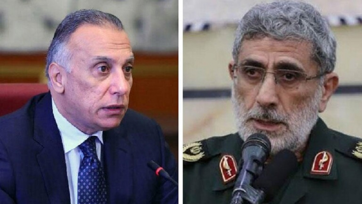 Thủ tướng Iraq Mustafa Al-Kazemi và chỉ huy Lực lượng Quds của Iran, ông Ismail Qaani.