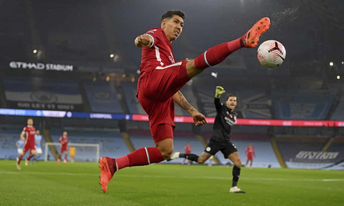 Firmino không thể chiến thắng thủ môn Ederson. (Ảnh: Getty)