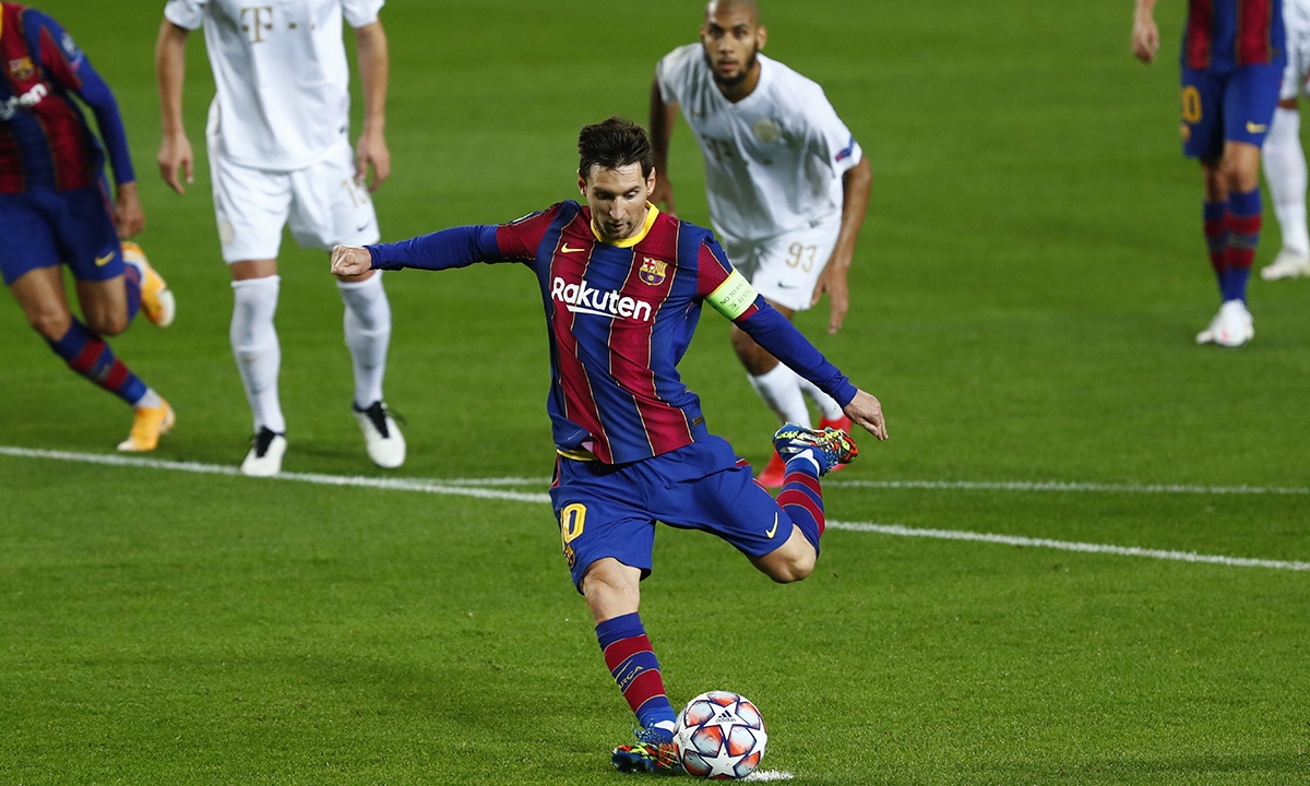 Kém duyên ở La Liga nhưng Messi đã ghi bàn trong cả 2 trận tại Champions League mùa này. (Ảnh: Getty)