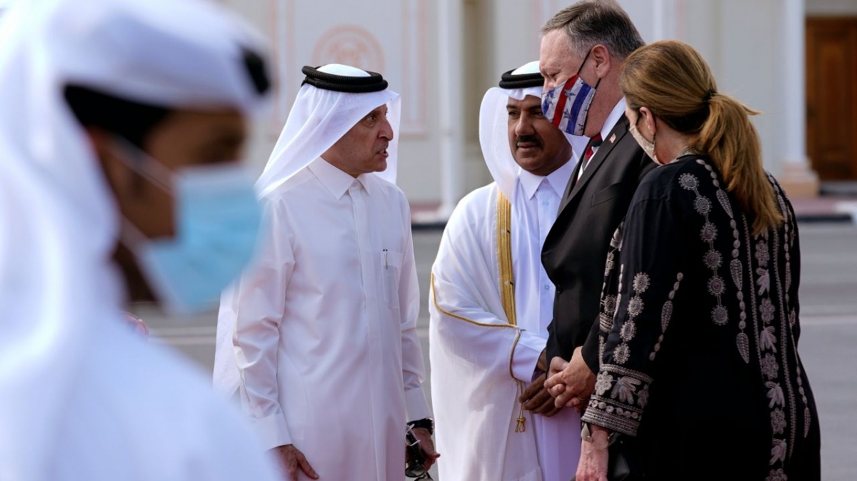 Ngoại trưởng Mỹ Mike Pompeo tại Qatar. Ảnh: Reuters