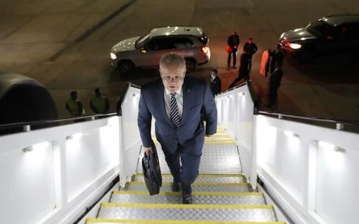 Thủ tướng Australia Scott Morrison lên đường đến sân bay Melbourne trước khi tới Nhật Bản gặp Thủ tướng Yoshihide Suga. Ảnh: Adam Taylor.