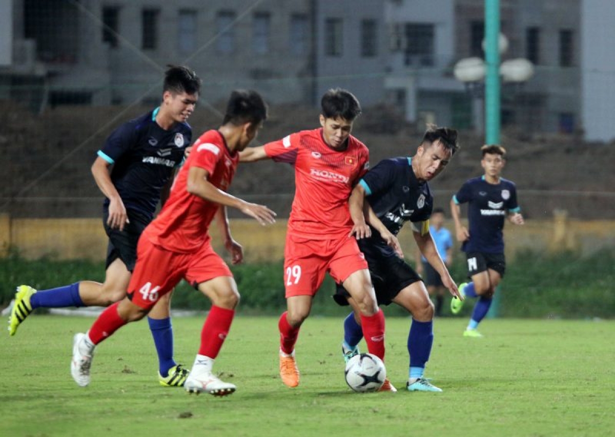 U22 Việt Nam "thử lửa" với Phố Hiến. (Ảnh: VFF)