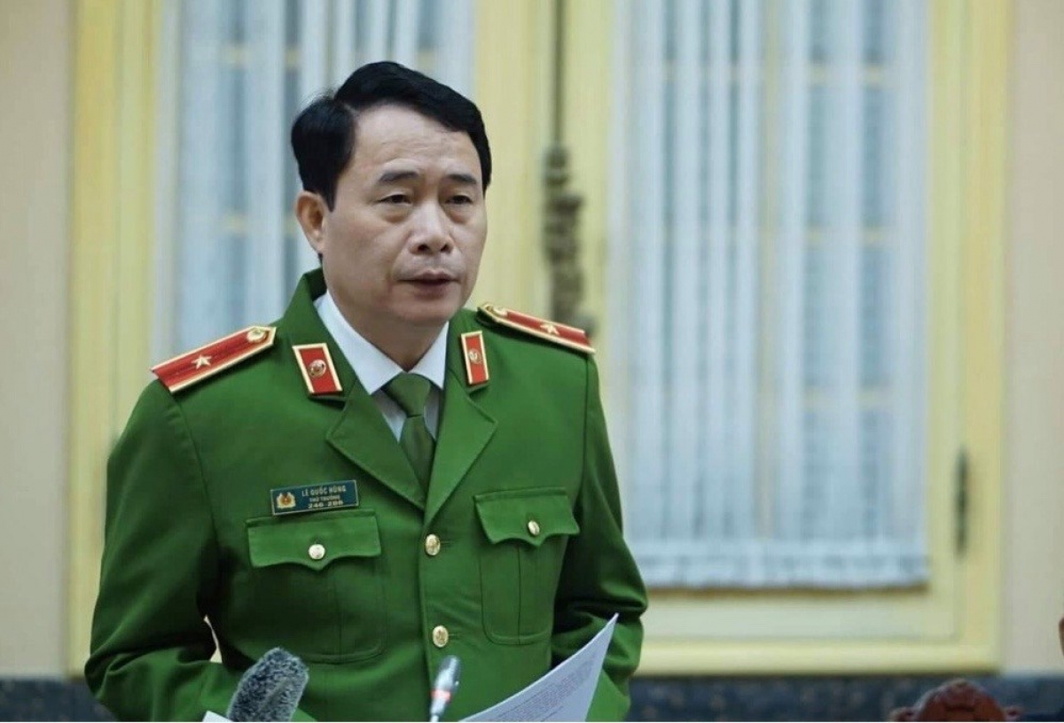 Thiếu tướng Lê Quốc Hùng, Thứ trưởng Bộ Công an tại cuộc họp báo công bố Lệnh của Chủ tịch nước. 