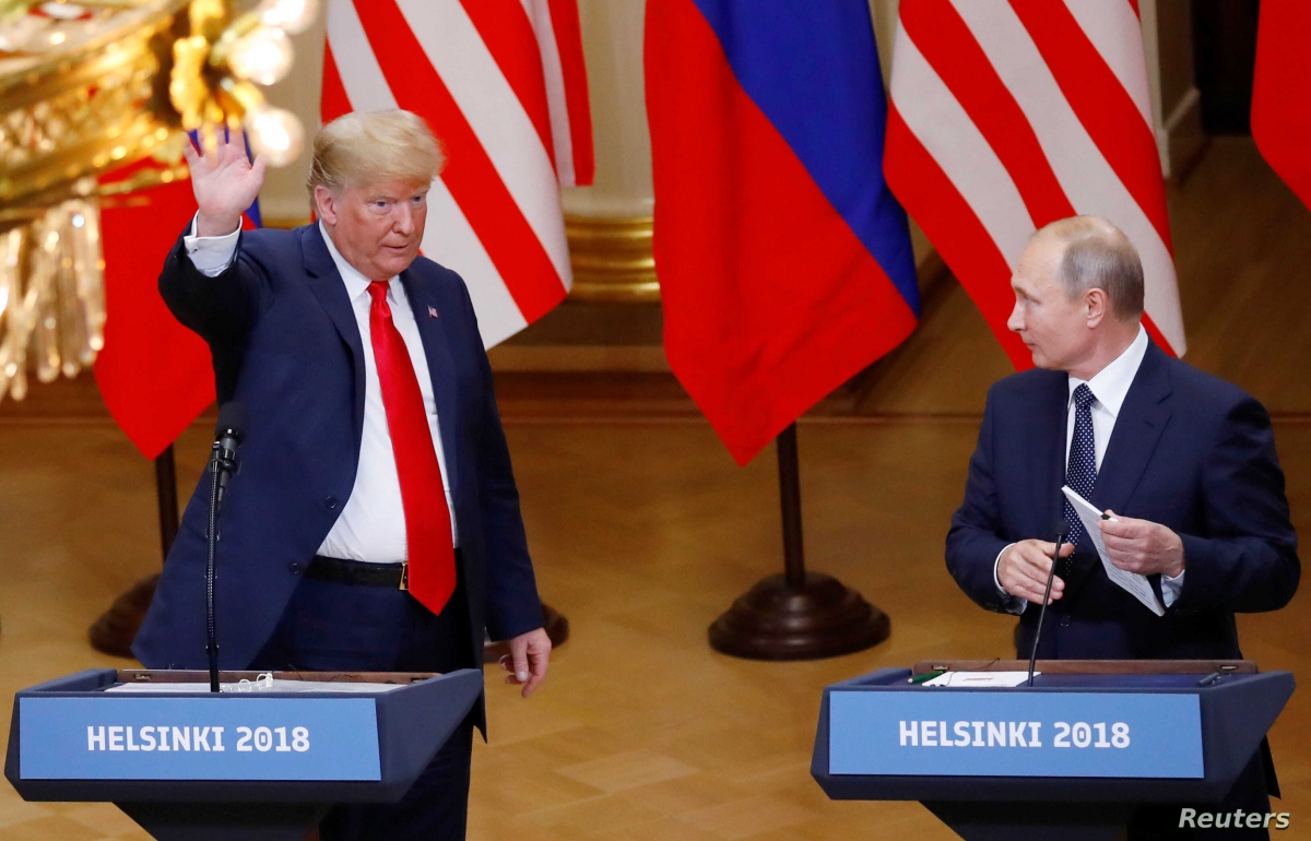 Tổng thống Mỹ Donald Trump và Tổng thống Nga Vladimir Putin gặp nhau tại Helsinki, Phần Lan năm 2018. Ảnh: Reuters