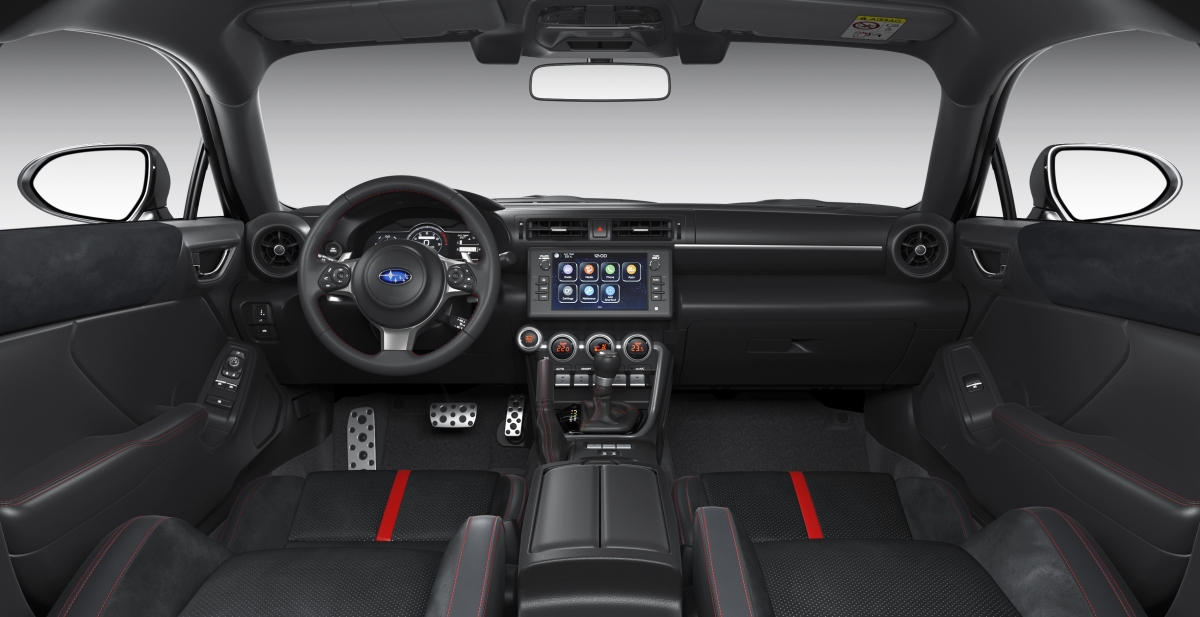 Trong khi đó, nội thất Subaru BRZ 2022 được thiết kế dành cho những người đam mê lái xe. Các trang bị đủ sự tiện nghi cần thiết và bố trí đơn giản. Xe được trang bị ghế thể thao với chất liệu da và nỉ, cùng các đường chỉ khâu màu đỏ trên ghế, lẫy chuyển số, phanh tay. Bảng đồng hồ đo tốc độ ở phía trước và chính giữa của cụm đồng hồ sử dụng màn hình LCD màu TFT 7 inch để hiển thị thông số lái cần thiết đi kèm với các biểu đồ để thể hiện các chế độ lái khác nhau. 