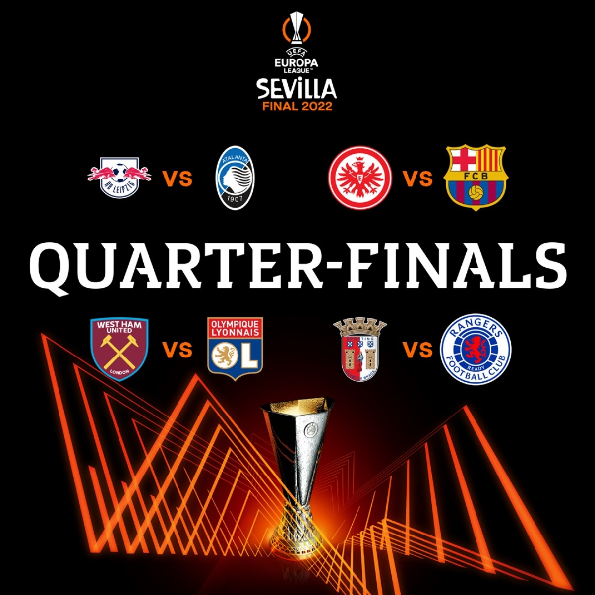 Kết quả bốc thăm tứ kết Europa League 2021/2022. (Ảnh: UEFA)