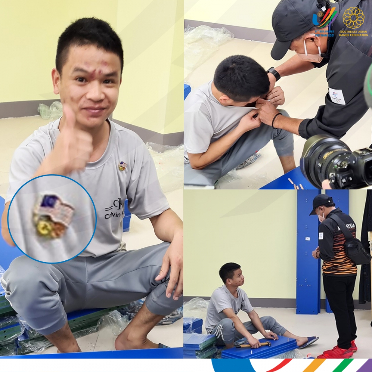 Hành động đẹp của trưởng đoàn Malaysia. (Ảnh: BTC SEA Games)