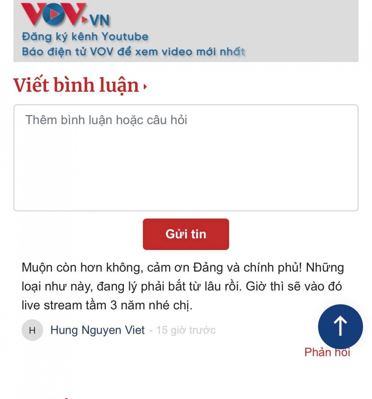 Bạn đọc bày tỏ ý kiến.
