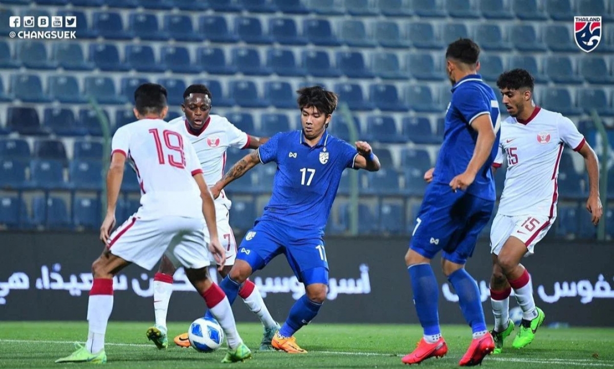 U23 Thái Lan thất bại trước U23 Qatar. (Ảnh: Changsuek).