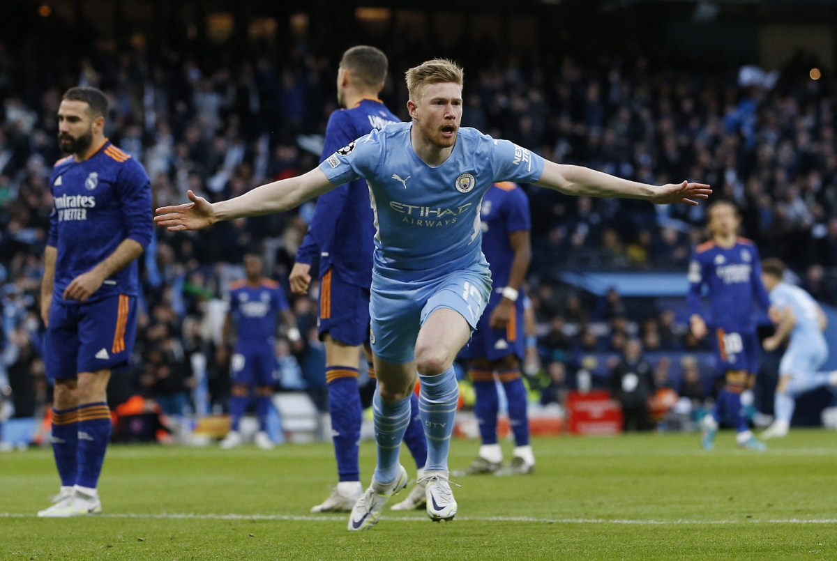 Kevin De Bruyne ăn mừng bàn thắng (Ảnh: Reuters).