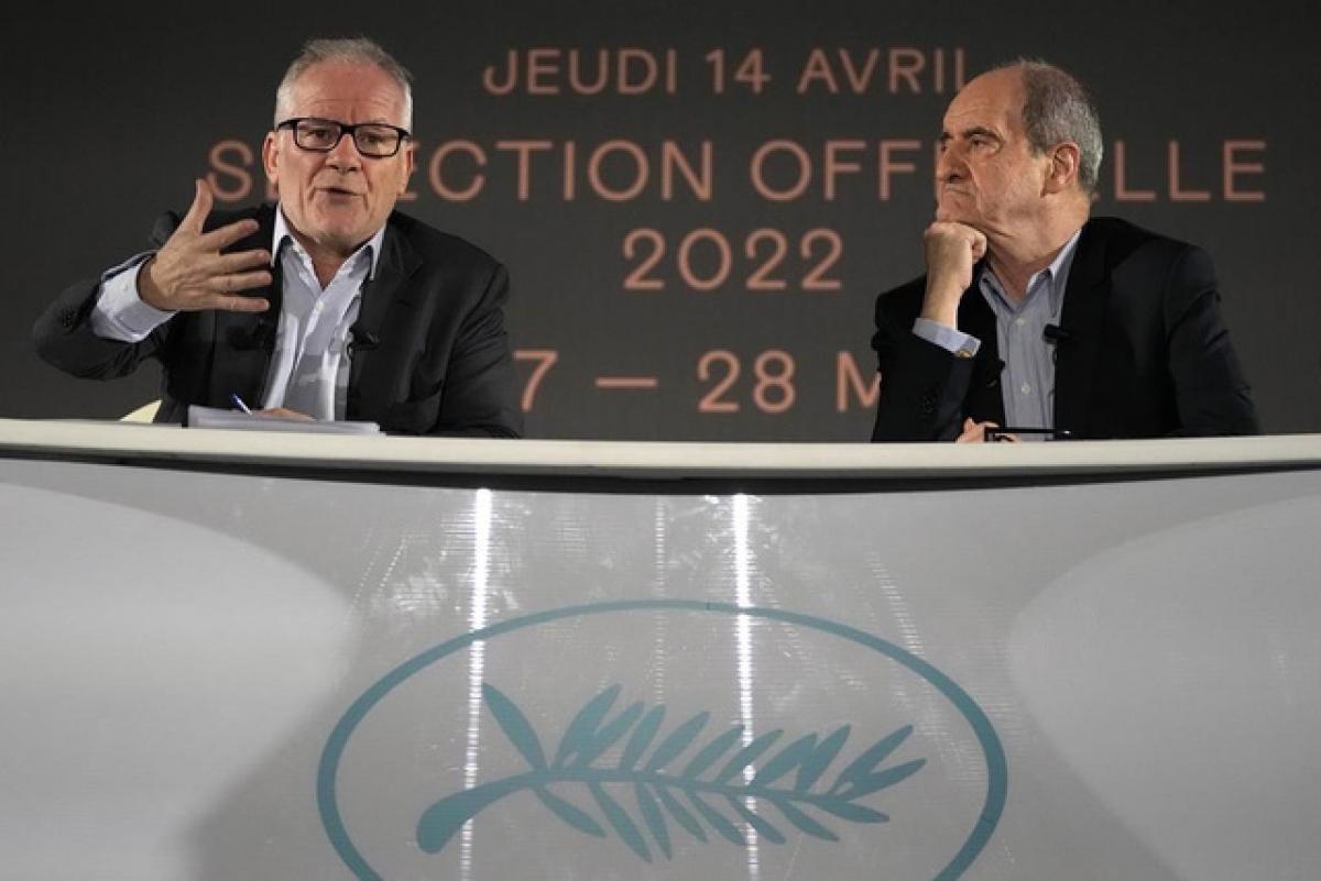 Chủ tịch Liên hoan phim Pierre Lescure và Giám đốc Liên hoan phim Thierry Frémaux công bố danh sách tranh giải tại Cannes năm nay.