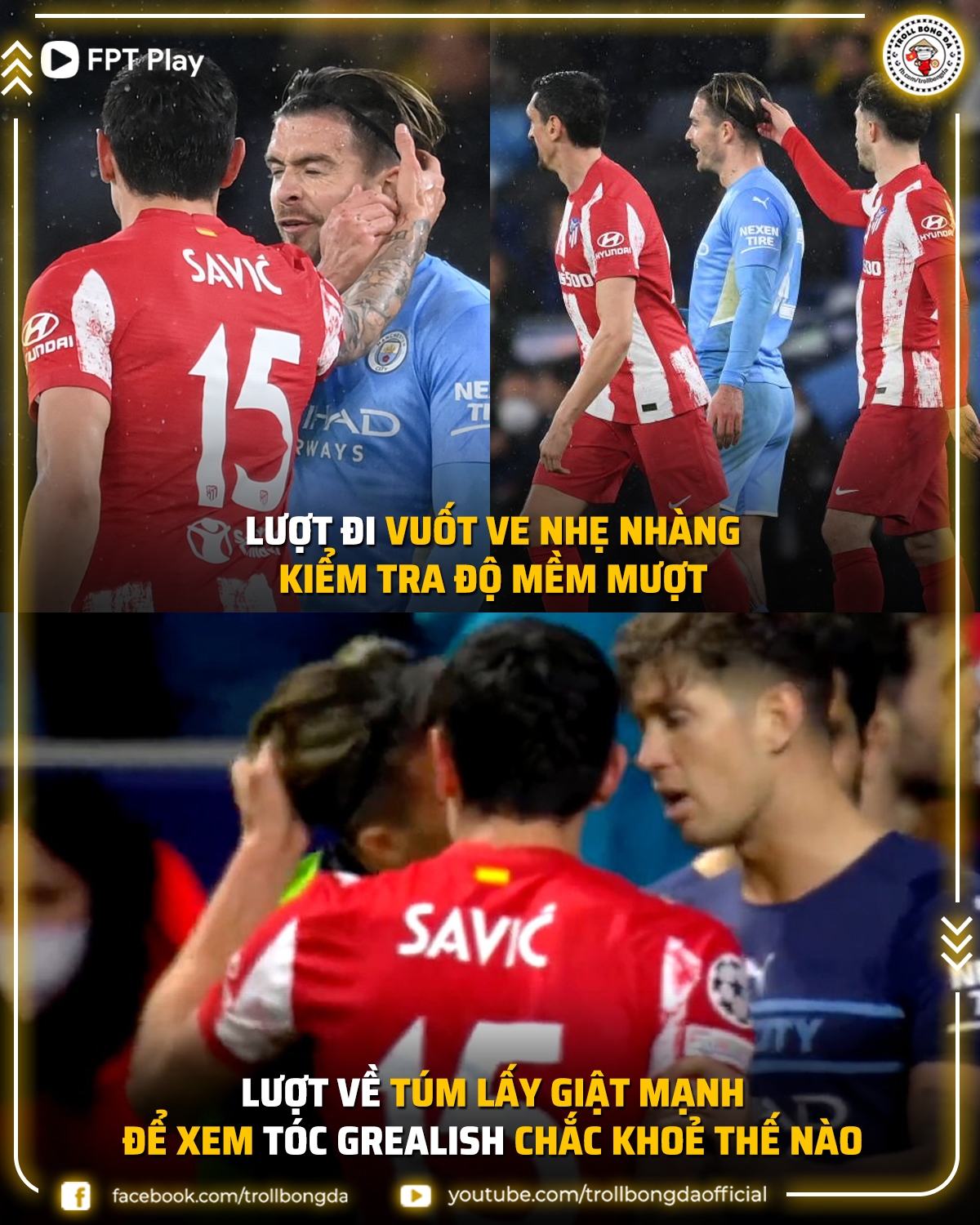 Jack Grealish bị các cầu thủ Atletico Madrid 