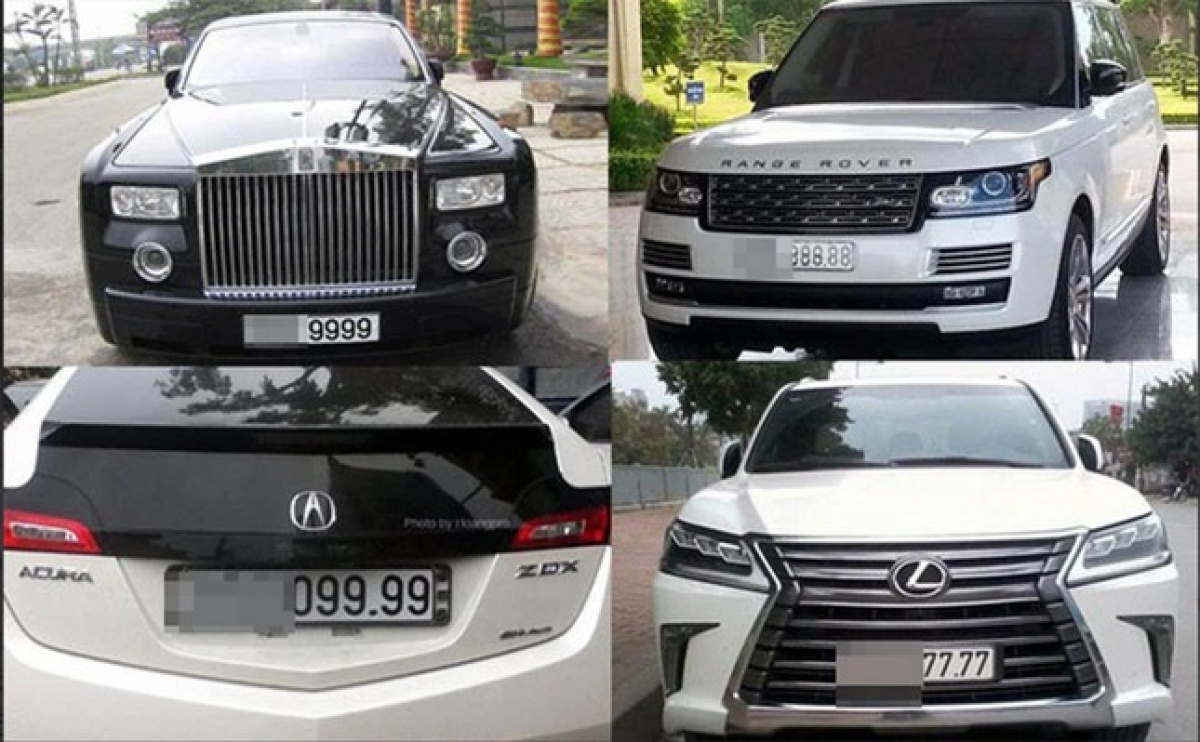 Những chiếc ô tô đắt tiền mang biển số đẹp. Ảnh: Tiền Phong