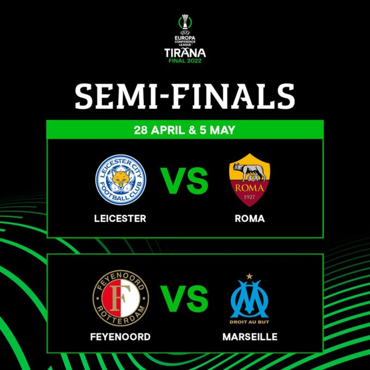 Hai cặp bán kết Conference League mùa này. (Ảnh: UEFA)