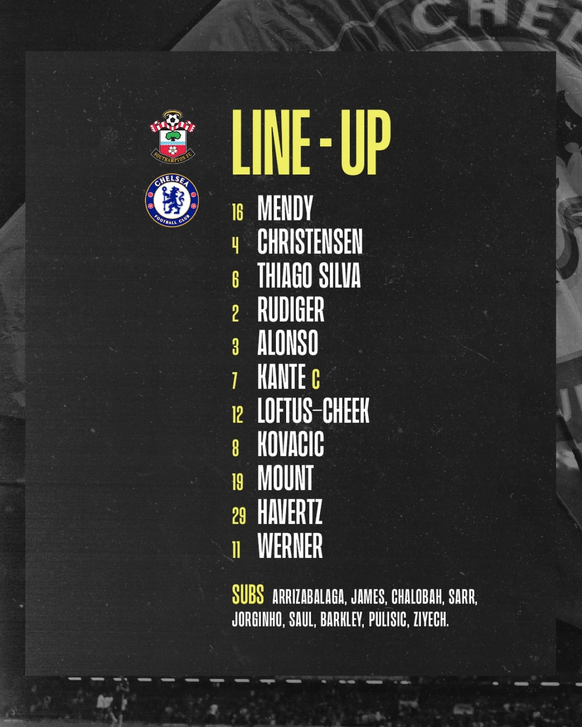 Đội hình xuất phát của Chelsea. (Ảnh: CFC)