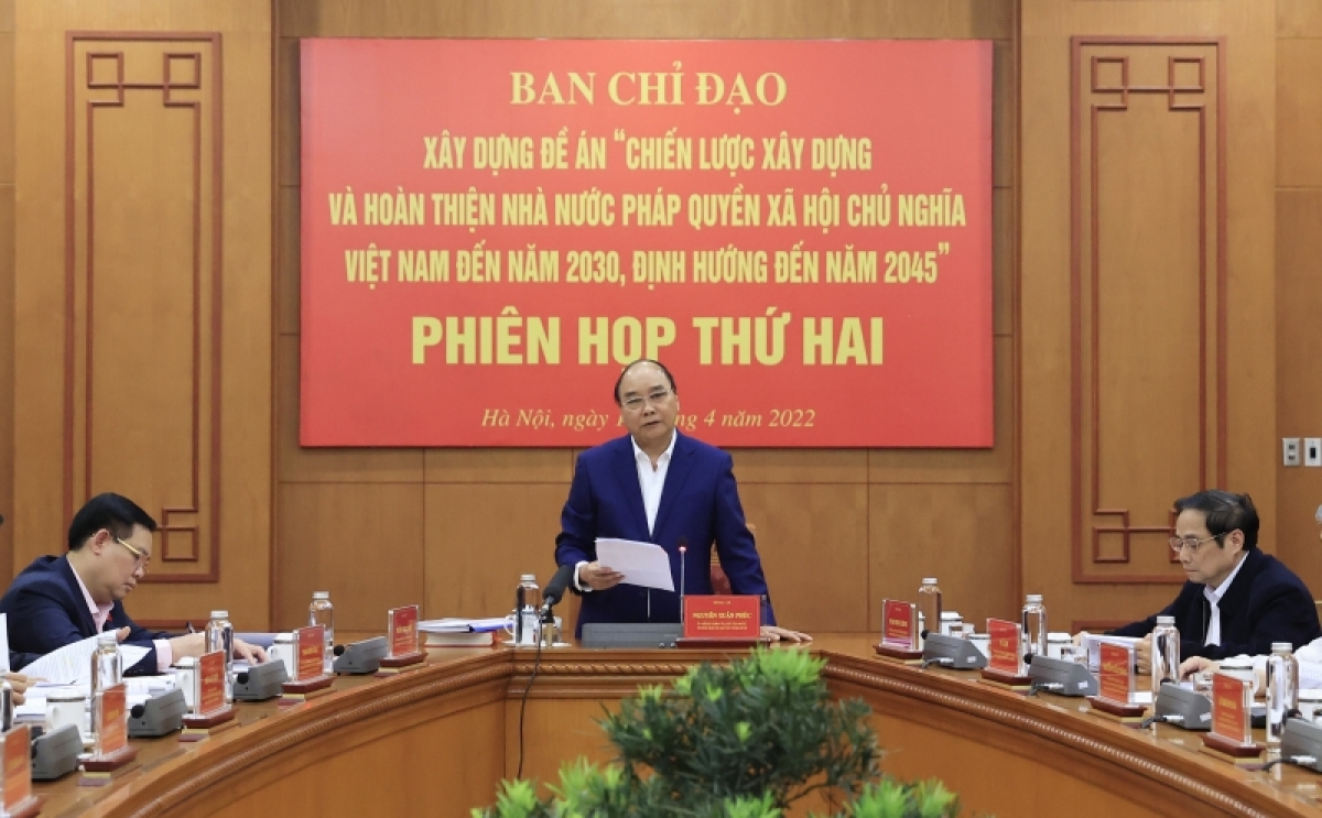 Chủ tịch nước Nguyễn Xuân Phúc, Trưởng Ban Chỉ đạo phát biểu tại phiên họp